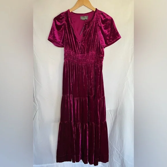 anthropologie pink velvet dress Anthropologie | Dresses | Nwt Anthropologie The Somerset Velvet Maxi Dress Pink Rose Medium Petite
